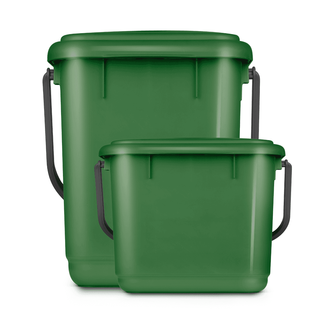 Green kitchen and kerbside caddies